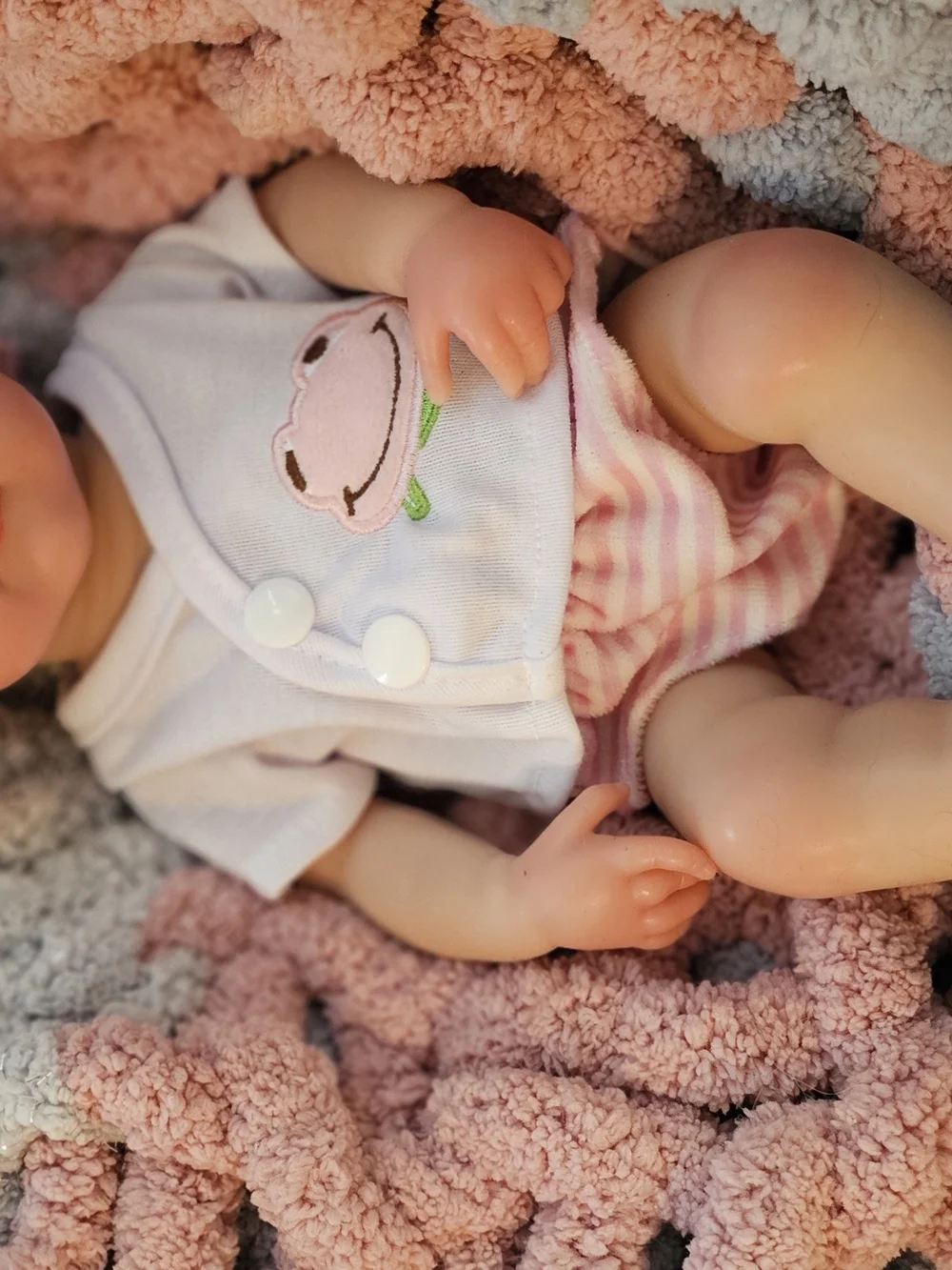 Reborn Pink and White Baby Doll with Frog Outfit